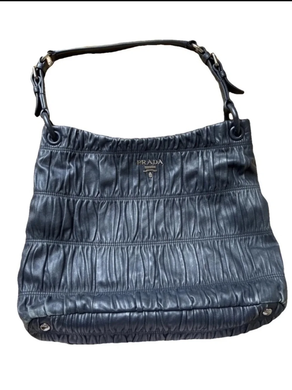 Prada BlackDark Gray Ruched Leather Hobo Bag! ⭐️⭐️Offers are always welcome!